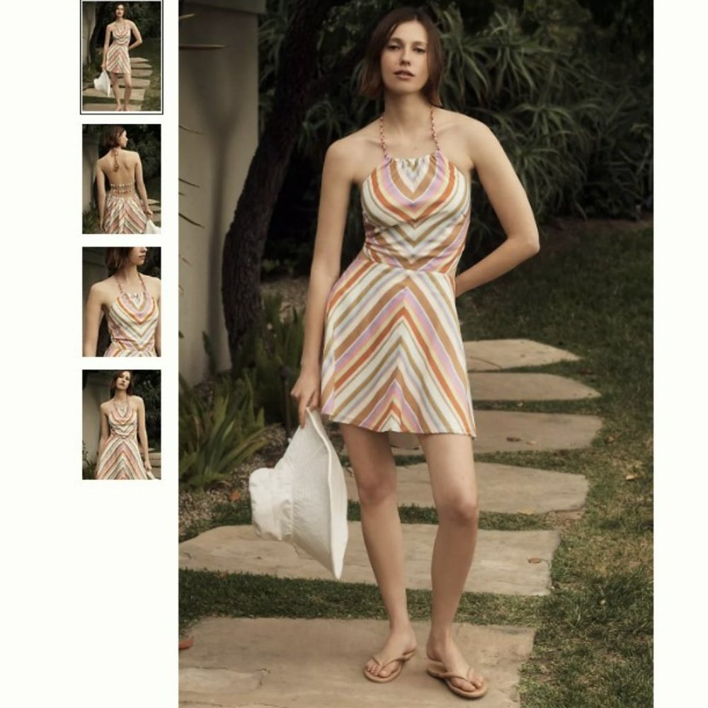 NWT By Anthropologie Striped Halter Dress